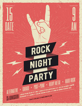 Rock Music Festival Flyer. Vector Illustration.