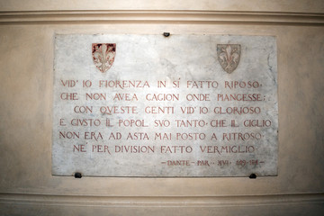 Canvas Print - Dante inscription on marble in Siena