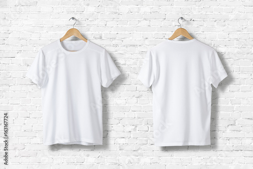 Download Blank White T Shirts Mock Up Hanging On White Wall, Front ...