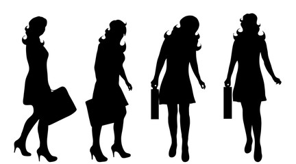 Wall Mural - Vector silhouette of woman on white background.