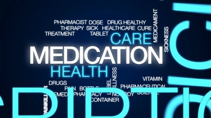 Sticker - Medication animated word cloud, text design animation.