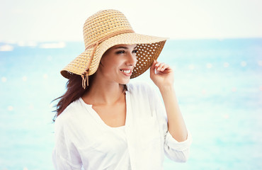 Wall Mural - Beautiful young woman on vacation. Summer concept.