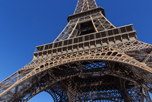 Close Up Of Eiffel Tower Against Blue Sky