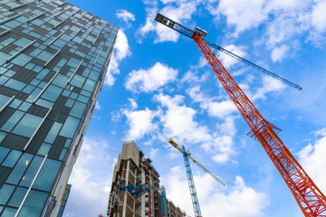 Construction site of a new development in north Greenwich, London