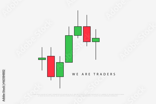Stock Chart Logotype With Japanese Candles Pattern Vector - 