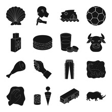 Transportation, Animal, Parking And Other Web Icon In Black Style.food, Ranch, England, Sport, Medicine, Art Icons In Set Collection.