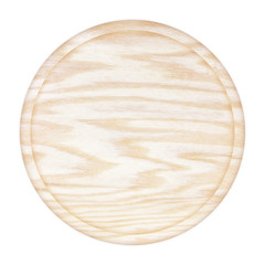 Wall Mural - round wooden plate top view on white background