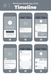 © vanderon - Wireframe UI kit for mobile phone. Mobile App Timeline. Feed, post, comment, sign up, profile and menu screens