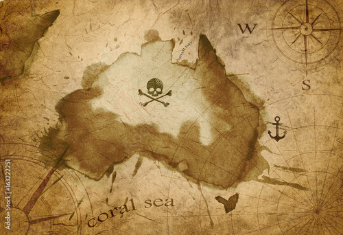 Plakat wyblakły papier wyspa mapa