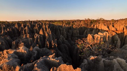 Wall Mural - Beautiful sunset view on the unique geography at the Tsingy de Bemaraha Strict Nature Reserve in Madagascar