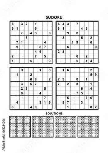 four sudoku puzzles of comfortable easy yet not very