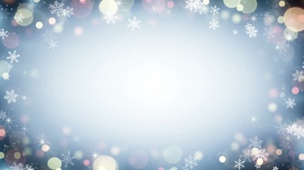 Wall Mural - border frame with snowflakes and stars. computer generated seamless loop christmas background 4k (40