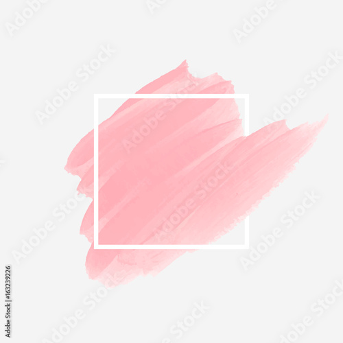 Fotografía Logo brush painted acrylic abstract background design illustration vector over square frame