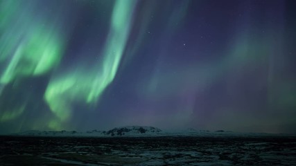 Wall Mural - strong bright aurora borealis thingvellir park iceland realistic movement 4k