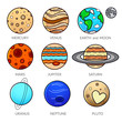 Icons planet of solar system, vector illustration