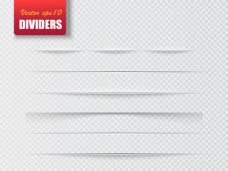 dividers isolated on transparent background. shadow dividers. vector