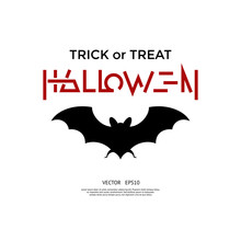 Digital Vector Red Black Happy Halloween Icons With Drawn Simple Line Art Info Graphic, Presentation With Bat Promo Template, Trick Or Treat, Flat Style