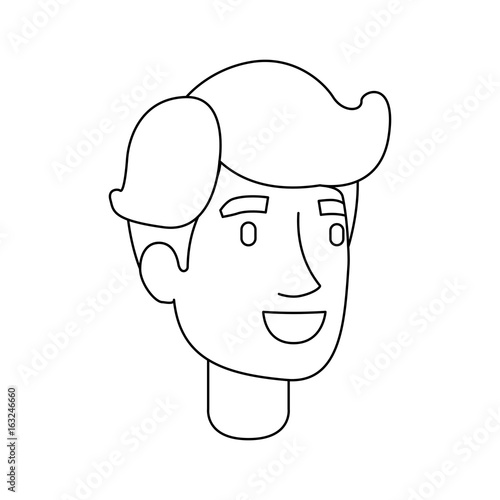 Monochrome Silhouette Of Man Face With Short Wavy Hair Vector