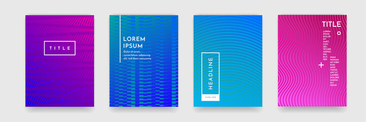 Wall Mural - color gradient abstract geometric pattern texture for book cover template vector set