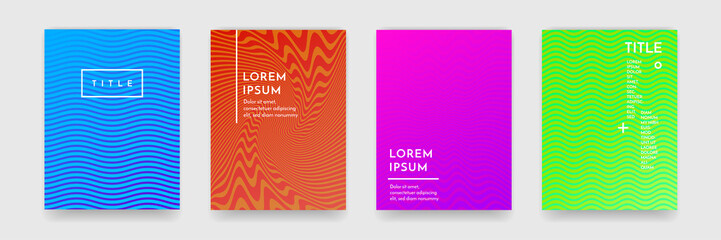 Wall Mural - wavy abstract pattern texture book brochure poster cover template vector set