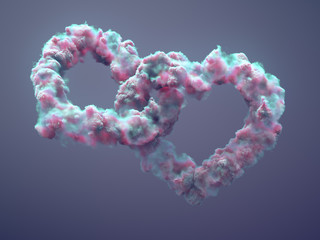 Aufkleber - Abstract 3d rendering. Clouds looks like a two hearts