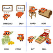 opposite word vector background for preschool (difficult easy hard soft rich poor buy sell)