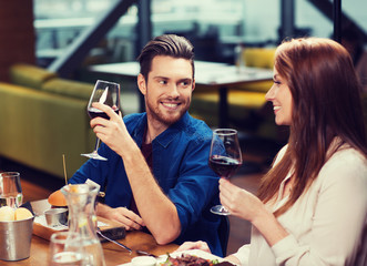 Poster - couple dining and drinking wine at restaurant