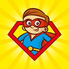 Wall Mural - Superhero character man logo, pop art background