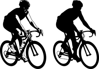 Poster - bicyclist sketch illustration and silhouette - vector
