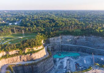 Drone view of Atlanta, GA from the Bellwood Quarry.  