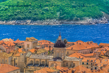 Wall Mural - Dubrovnik coastal town. / Scenic aerial view on Dubrovnik landscape in Croatia, Europe.