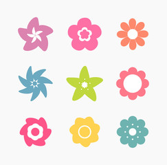 Wall Mural - set of colorful flower icons