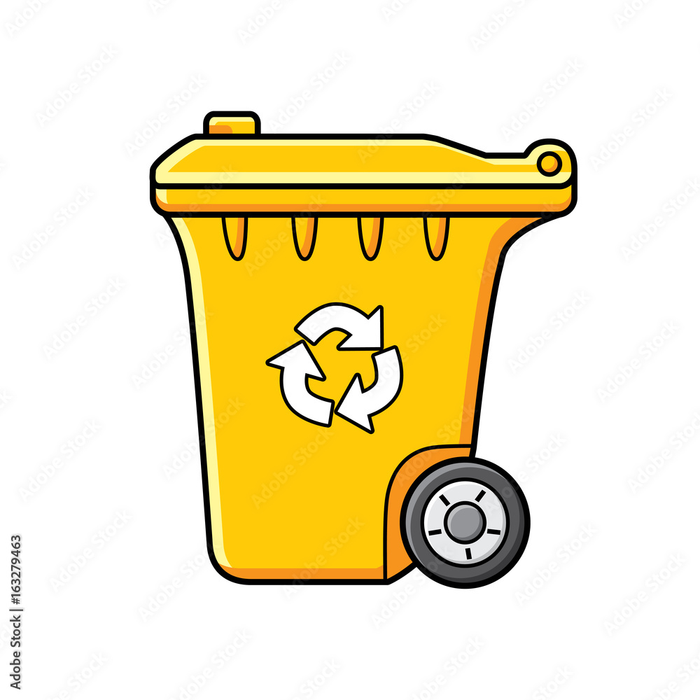 How can my friend get an updated recycling bin? He is 60 and has this  lidless, leaking, yellow bin and carries it inside, up steps, and is an  unnecessary fall hazard. He, image size:1000x1000