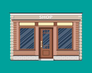 Wall Mural - generic shop exterior. wooden and bricks material.