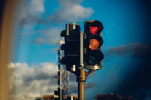 Traffic Light With Red Heart Sign