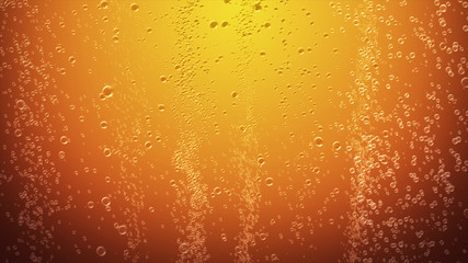 Orange juice bubbles abstract background 3d illustration