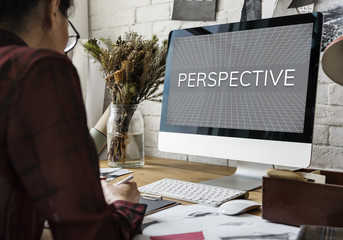 Canvas Print - Woman working on computer network graphic overlay