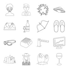 Finance, Alcohol, Food And Other Web Icon In Outline Style. Space, Technology, Transportation Icons In Set Collection.