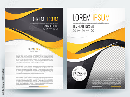 Brochure Template Design Flyer Background Booklet Annual Report Cover Layout Magazine Poster Corporate Profile Presentation Portfolio With Gray Orange Wavy In Size Vector Illustration Buy This Stock Vector And Explore
