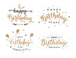 Set of Happy Birthday inscriptions hand lettering, brush ink calligraphy. Vector illustration