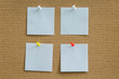 © Touchr - Cork board with blank paper notes for add text message.