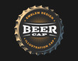 © sodesignby - Beer logo on cap - vector illustration, emblem brewery design on dark background