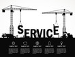 Crane and service building. Infographic Template. Vector Illustration.