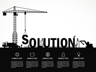 Wall Mural - Crane and solution building. Infographic Template. Vector Illustration.