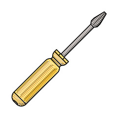 Sticker - colored pencil silhouette of phillips screwdriver vector illustration