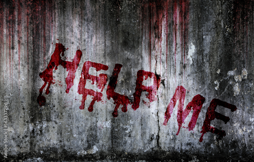 Help Message Horror ภาพถ่าย Stock Write a help me message on bloody background scary old ...
