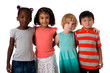 Group of multiracial kids portrait in studio.Isolated