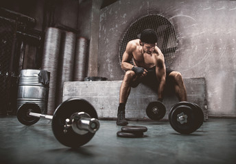 Man training in a gym