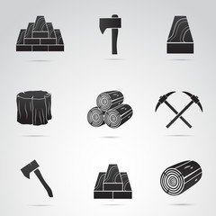 Wood vector icon set.