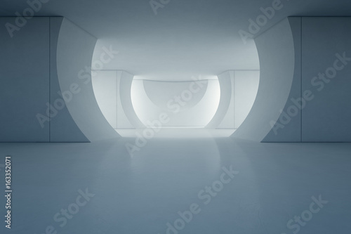 Abstract Interior Design Of Modern Showroom With Empty Floor And